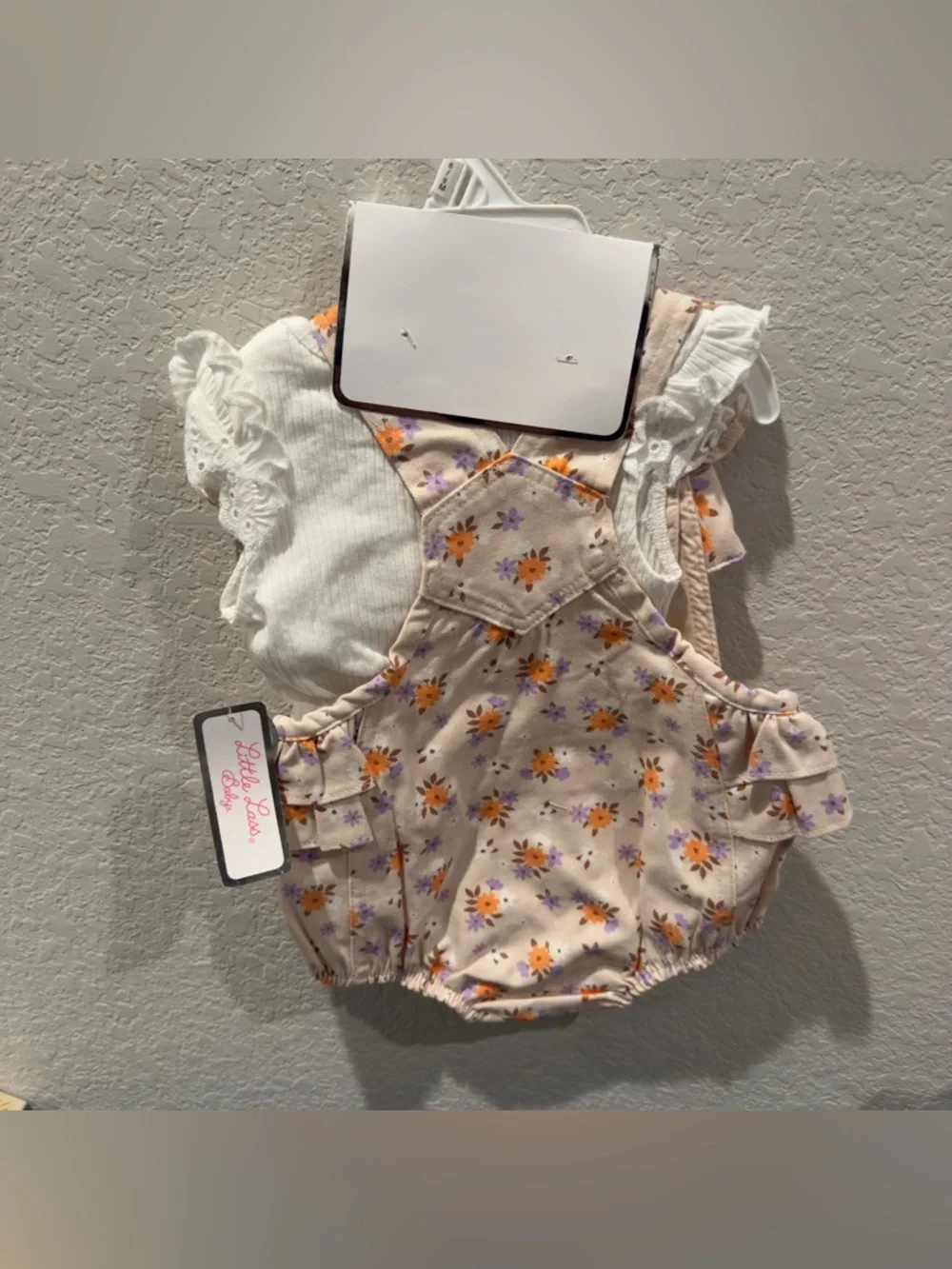 Little Lass Cream Floral Sun Hat & Romper Set - Picture 3 of 3